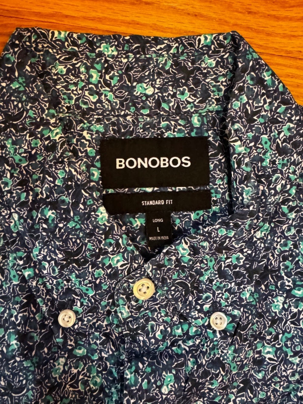 Bonobos Mens Short Sleeve Large Long Tall Blue Flower Print Shirt